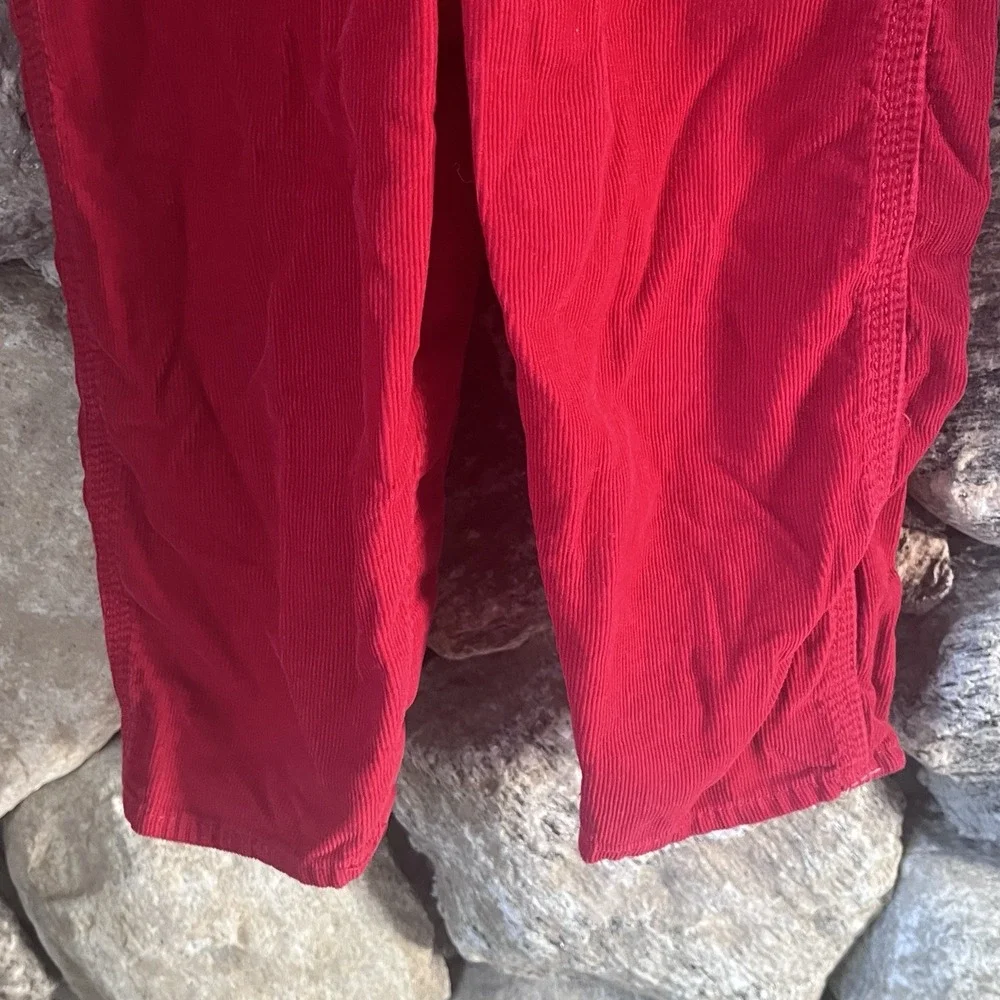 OshKosh B'gosh Overalls Toddler 18M Red Corduroy Cargo Pocket Snap Leg Bib Bow